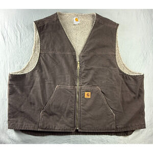 Vintage Carhartt Sherpa-Lined Rugged Vest “Dark Brown” V26 DKB Men’s 4XL